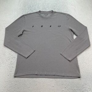 Fox Racing Shirt Mens XL Grey Thermal Waffle Knit MX Fox Head Longsleeve